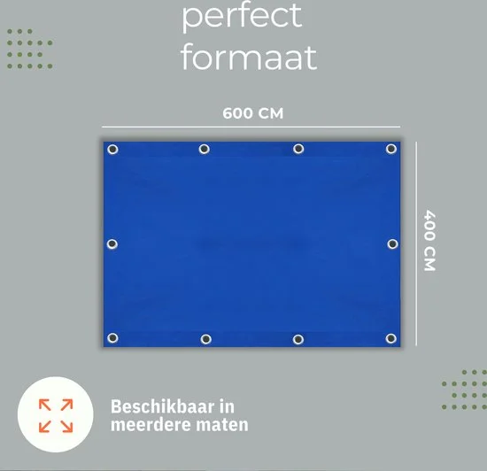 AFDEKZEIL BLAUW  2 x 3 MTR 80 GR/M² perfect formaat, verbo, bbqkopen.nl