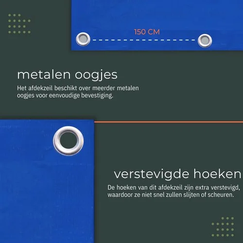 AFDEKZEIL BLAUW  2 x 3 MTR 80 GR/M² metalen oogjes, verbo, bbqkopen.nl
