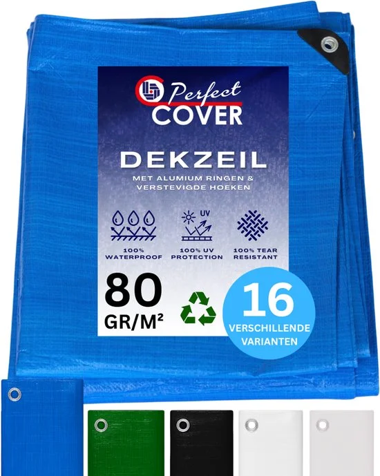 AFDEKZEIL BLAUW  2 x 3 MTR 80 GR/M², verbo, bbqkopen.nl