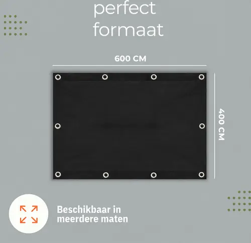 AFDEKZEIL ZWART  4 x 6 MTR 80 GR/M² perfect formaat, verbo, bbqkopen.nl