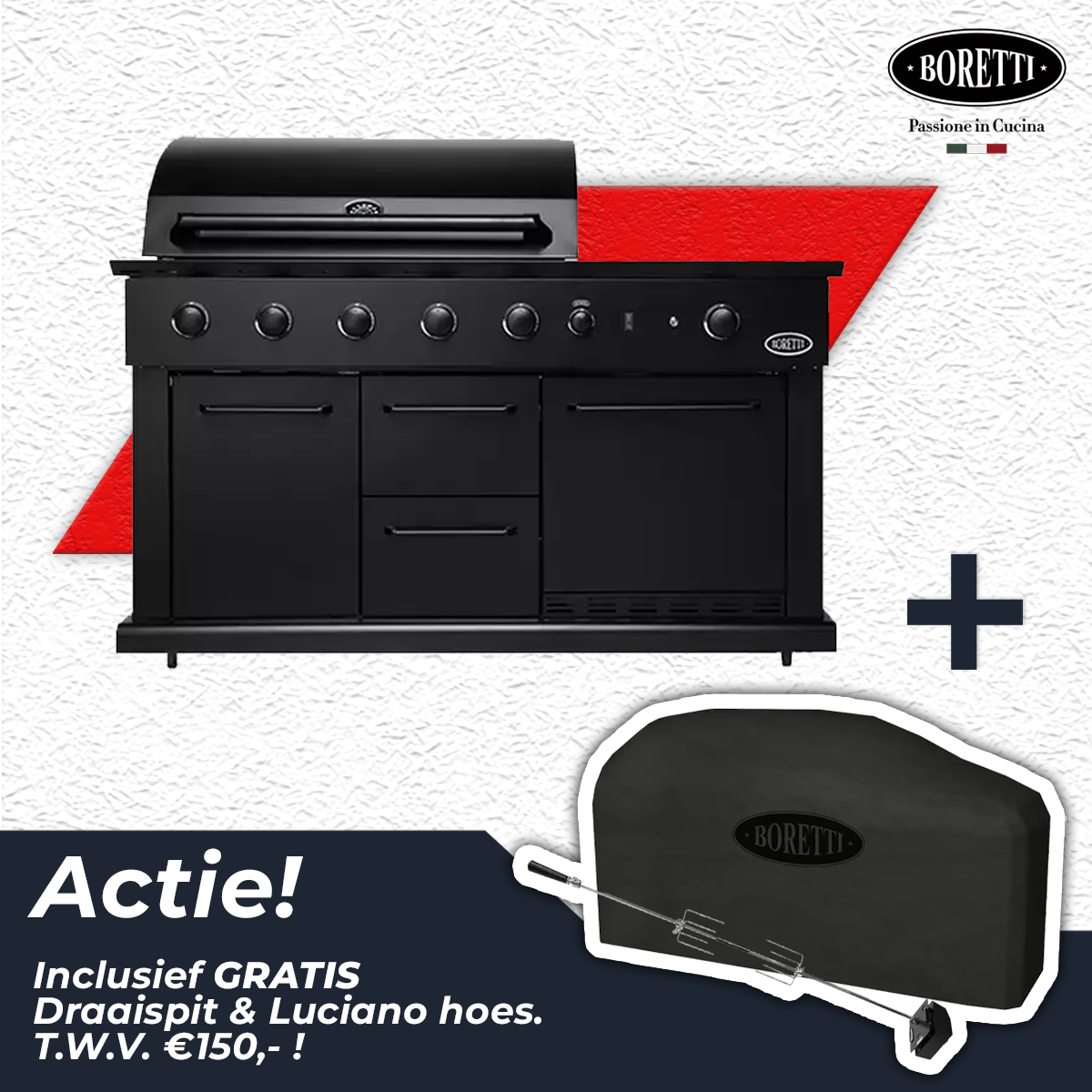 Boretti Luciano Nero Outdoor Kitchen actie, Boretti, BBQkopen