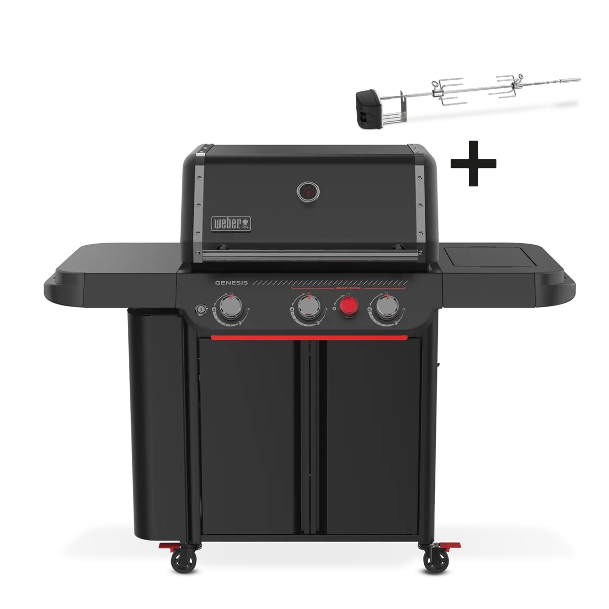 Gasbarbecue genesis e-330wr stealth met draaispit, Weber, bbqkopen.nl