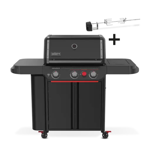 Gasbarbecue genesis e-330wr stealth met draaispit, Weber, bbqkopen.nl