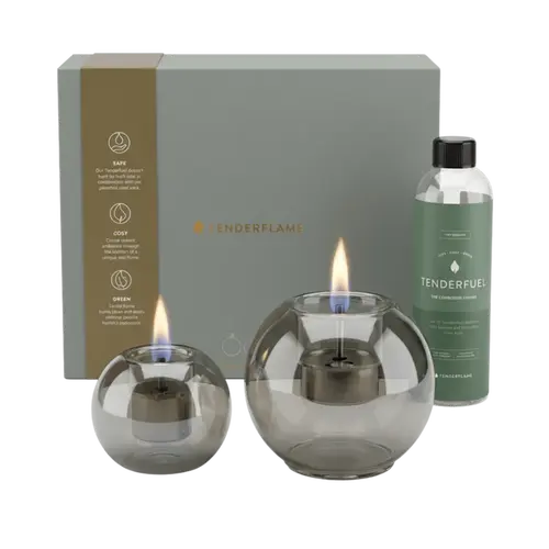 Globus 10 & 15 Graphite + 0,5ltr Tenderfuel, Tenderflame, bbqkopen.nl