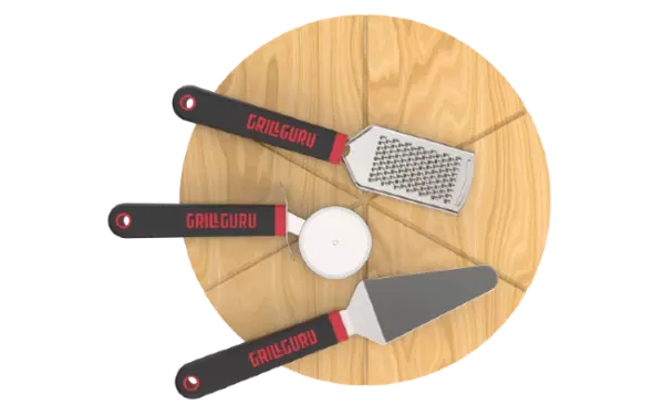 Grill Guru Pizza Set (Pizza Board+Cutter+Rasp+Spatula)