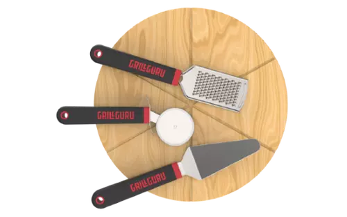 Grill Guru Pizza Set (Pizza Board+Cutter+Rasp+Spatula)