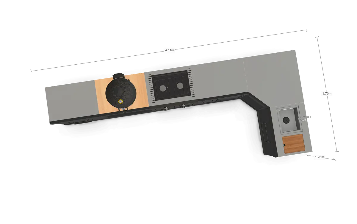 Grllr buitenkeuken 6-delig afmetingen, GRLLR, bbqkopen.nl