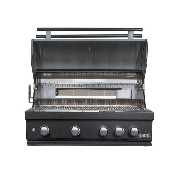 Imperatore Nero Gasbarbecue 4 Burners Built-In Gun Metal open, Boretti, BBQkopen