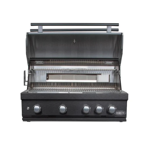Imperatore Nero Gasbarbecue 4 Burners Built-In Gun Metal open, Boretti, BBQkopen