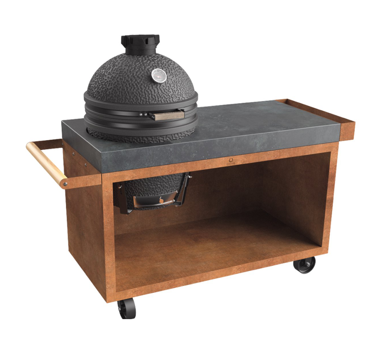 OFYR Kamado Table Corten 135 PRO Concrete TB - met kamado - bbqkopen.nl